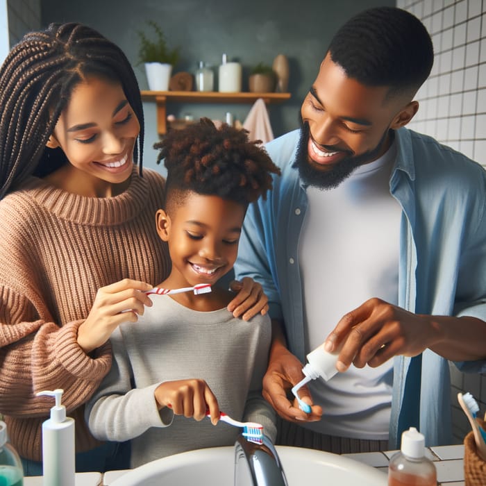 Heartwarming Black Family Moment: Toothpaste Routine