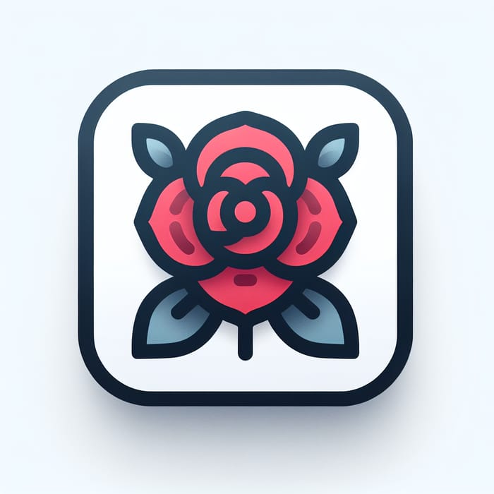 Rose Flower Icon - Bright Red/Pink Bloom