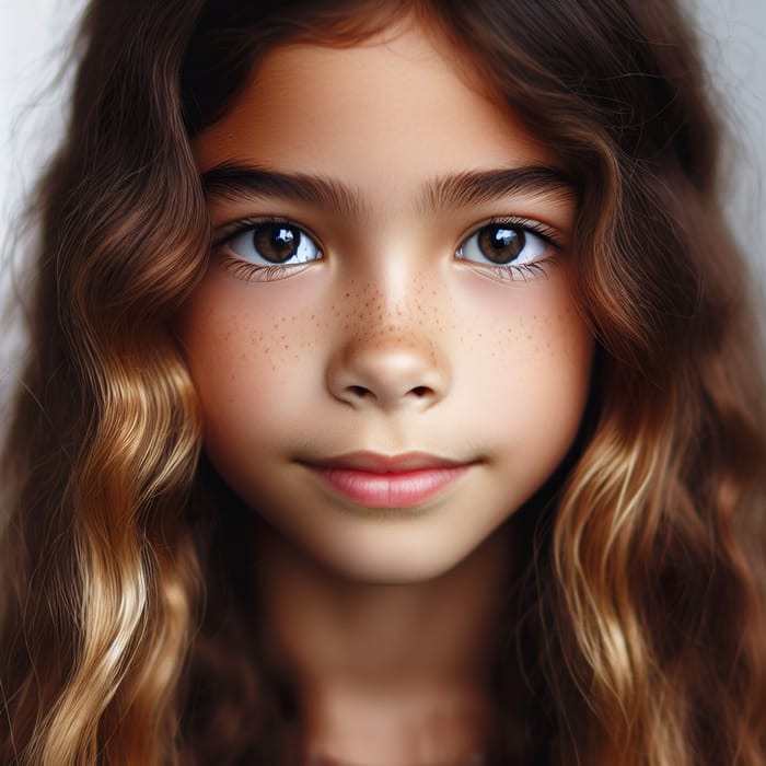 Cherubic 8-Year-Old Girl with Long Wavy Golden Hair
