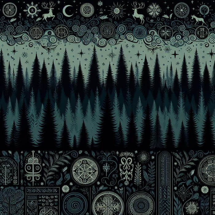 Dark Fantasy Forest Wallpaper: Slavic Artistry & Symbols