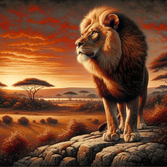 Majestic Lion in Natural Habitat - King of the Jungle Artwork