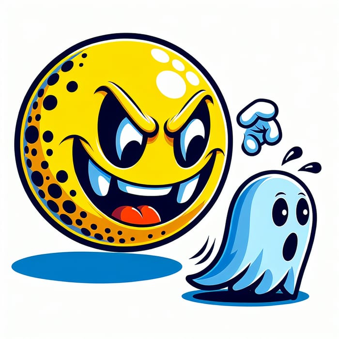 Pacman taunting scared blue ghost | Classic Video Game Scene