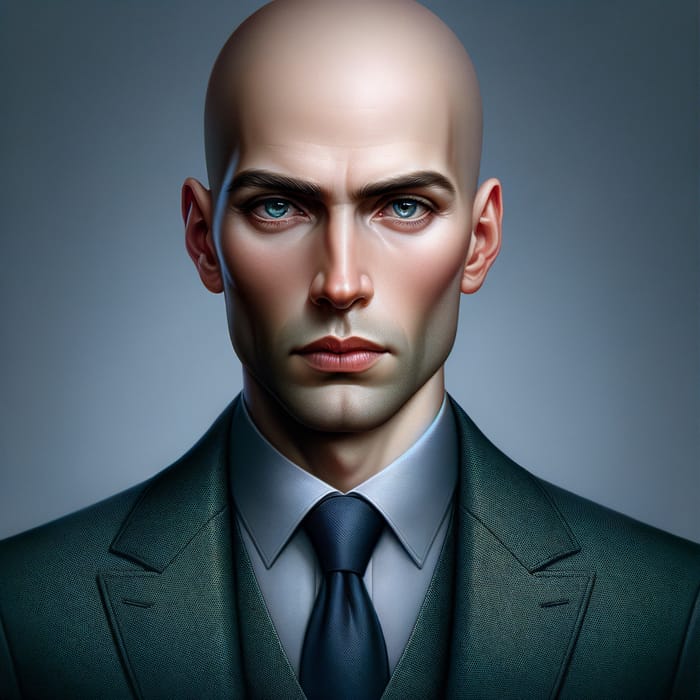 Stylish Portrait of Bald Russian Man
