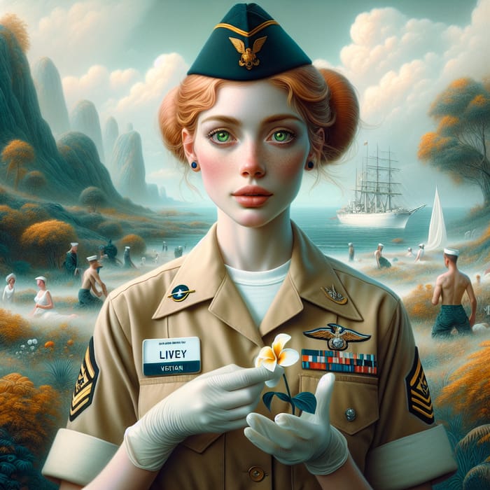 Graceful U.S. Navy Corpsman in Enchanting Dreamscape - LIVELY