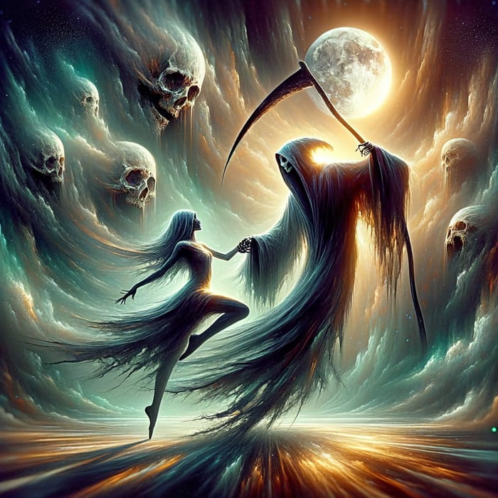 Surreal Whimsigoth Painting | Dance of Life and Death