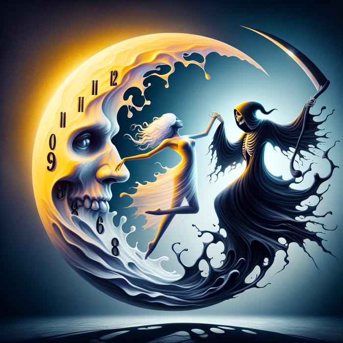 Surreal Dancing Grim Reaper Art - Haunting Beauty and Timelessness