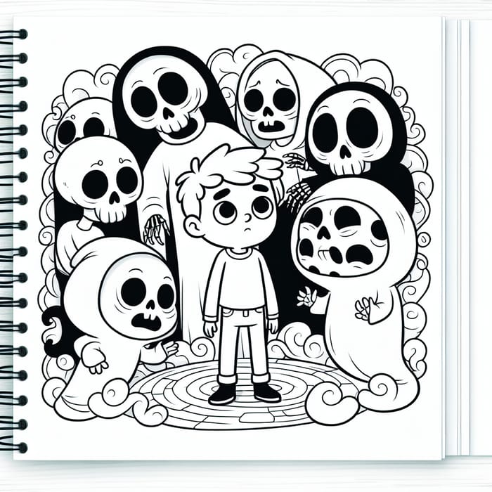 Exaggerated Death Cartoon Coloring Book for Children