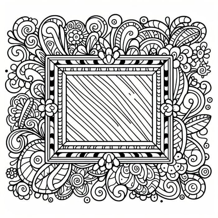 Whimsical Cartoon Picture Frame Coloring Page