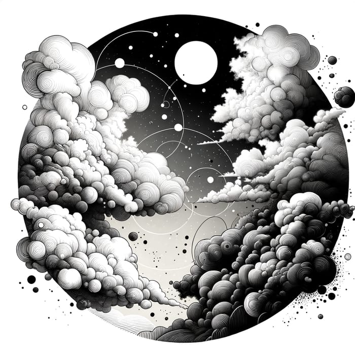 Black and White Clouds Coloring Page - Life and Death Concept
