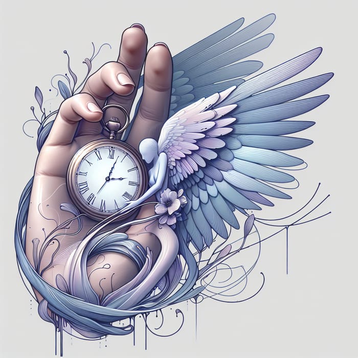 Ethereal Death Doula Services Art | Dreamlike Clock Wings