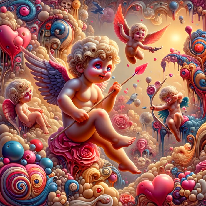Whimsical Cupids: Surreal Valentine's Day Digital Painting