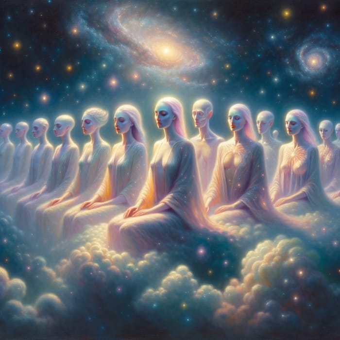Celestial Beings in Ethereal Cosmos - Cosmic Fantasy Art