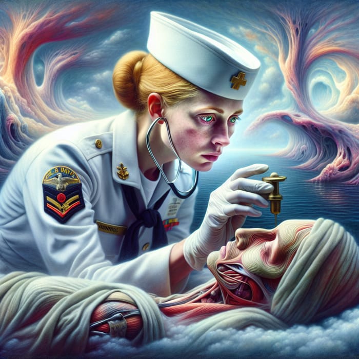 Ethereal U.S. Navy Corpsman Tenderly Caring in Surreal Dreamscape