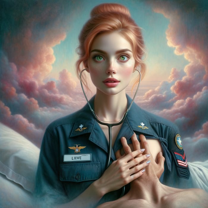 LIVELY U.S. Navy Hospital Corpsman: Graceful Strength in Surreal Dreamscape
