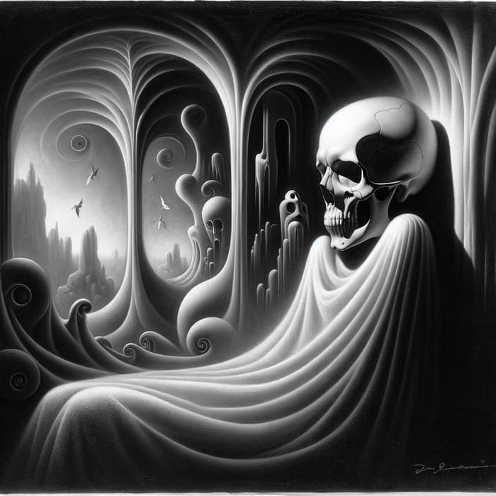 Ethereal Death Mystery: Surreal Salvador Dali Inspired Art