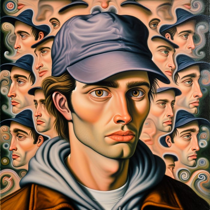 Surrealist Artwork: Emotionally Charged Man in Drug Addiction Turmoil