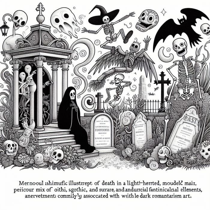 Whimsical Coloring Book: Quirky Death Illustrations Tim Burton Inspired