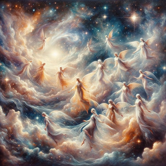 Ethereal Beings in Celestial Cosmos | Surreal Fantasy Painting