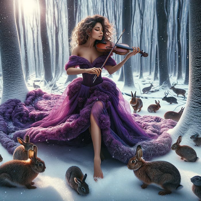 Ethereal Snow Forest Dance: Enchanting Violin Melodies