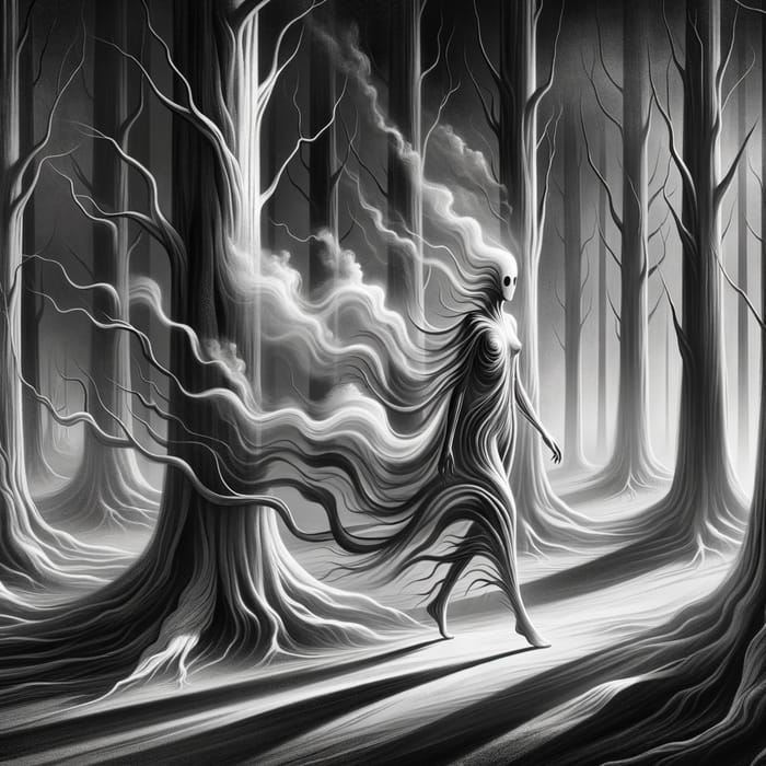 Ethereal Figure in Surrealist Gothic Landscape - Salvador Dali Inspiration
