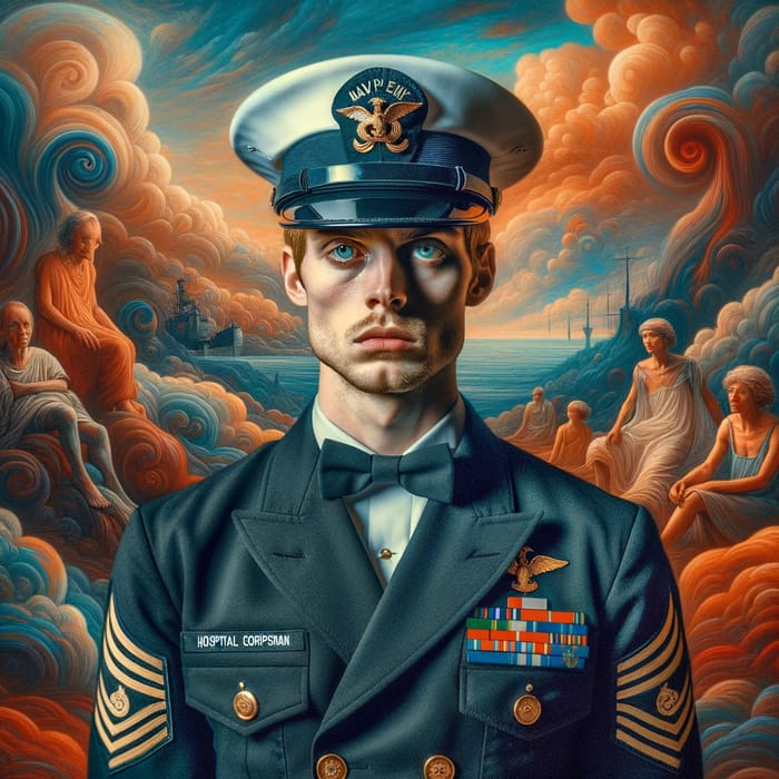 Navy Hospital Corpsman in Surreal Dreamscape | Strength & Compassion