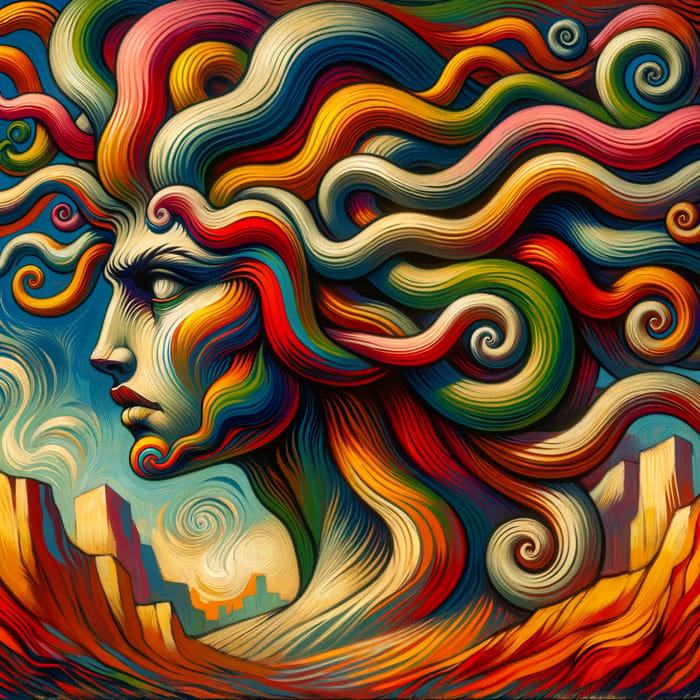 Surreal Medusa: Mythical Power in Vibrant Salvador Dali Style