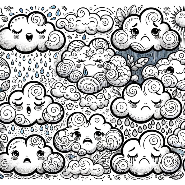 Whimsical Clouds Coloring Page: Encouraging Emotional Exploration and Imagination