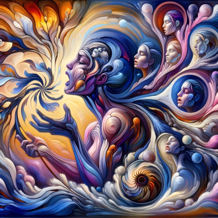 Resilient Surrealist Painting: Agony to Strength in Vibrant Colors