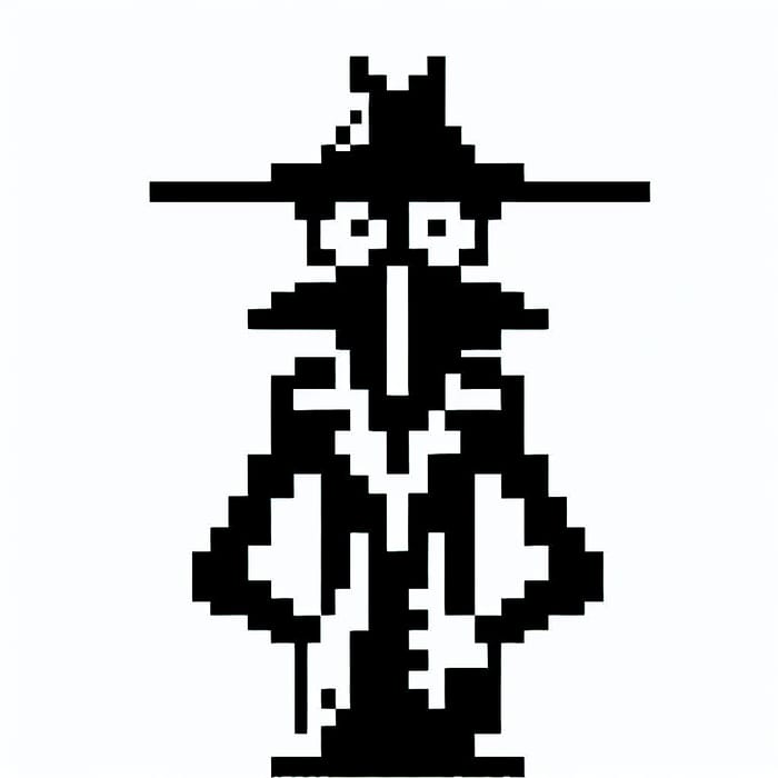 Gaster Undertale 8-Bit Art: Mysterious Black and White Character