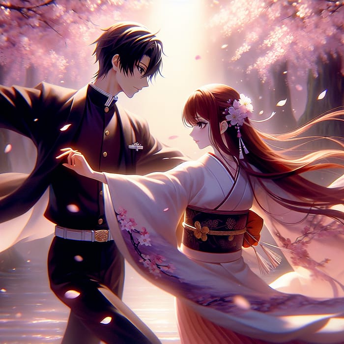 Romantic Anime Style Dancing | Cherry Blossom Scene