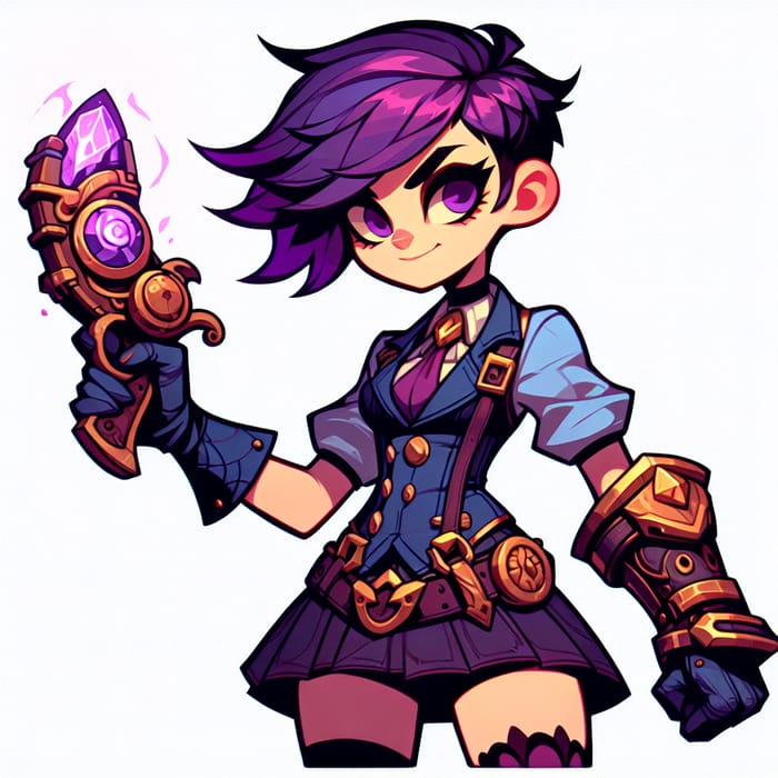 Jinx: Defiant Steampunk Pixie with Purple Hair