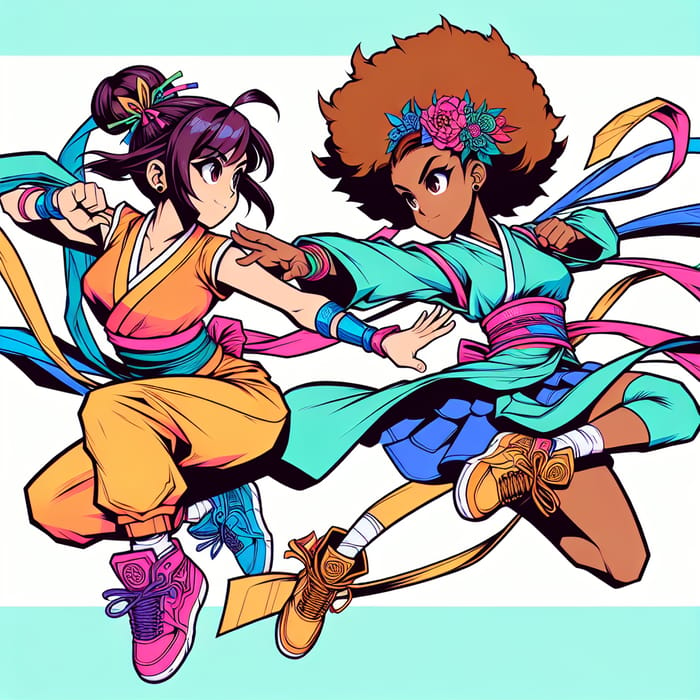 Colorful Anime Girls Illustration | Vibrant Friendship & Adventure Artwork
