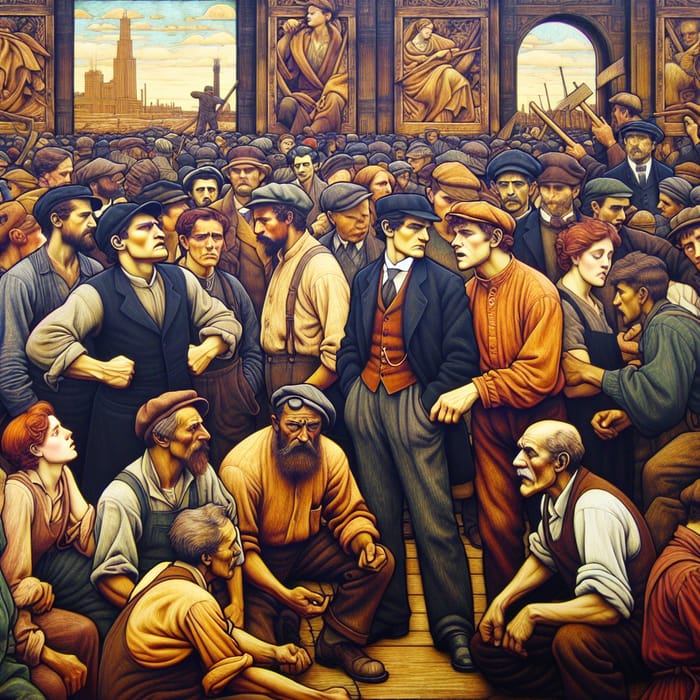 Contemporary Workers' Unity Depiction | Labor Solidarity Scene