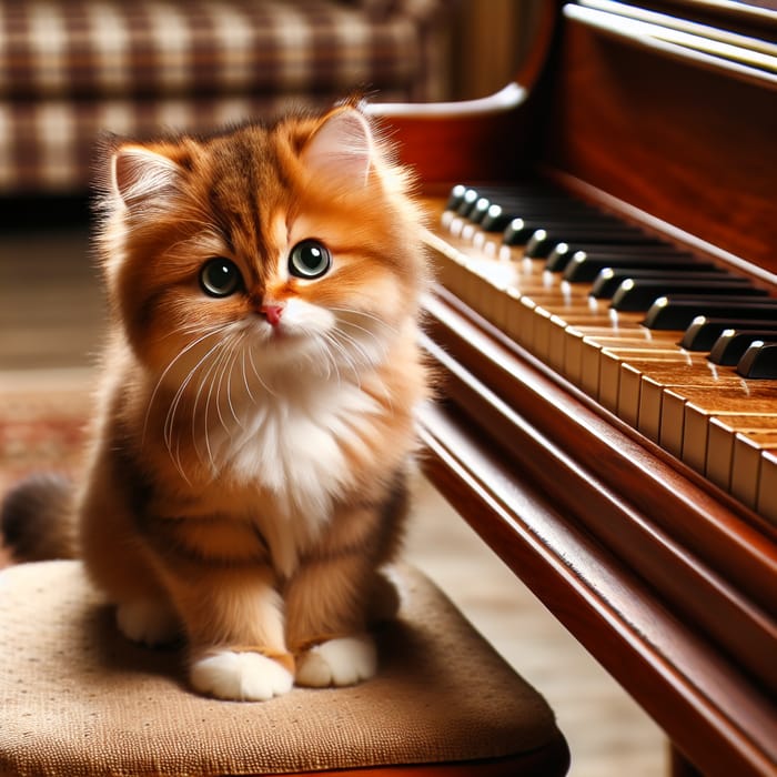 Adorable Cat Playing Piano