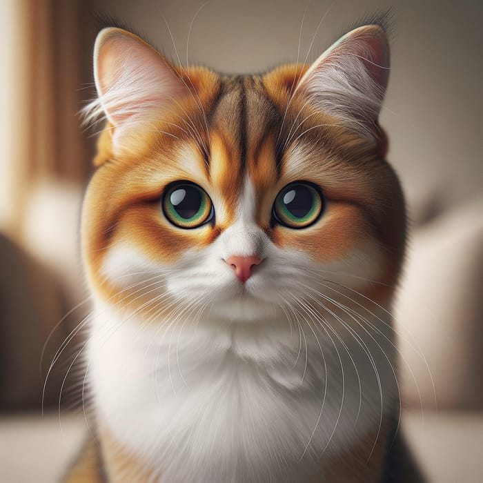 Adorable Cat with Silky Orange and White Fur