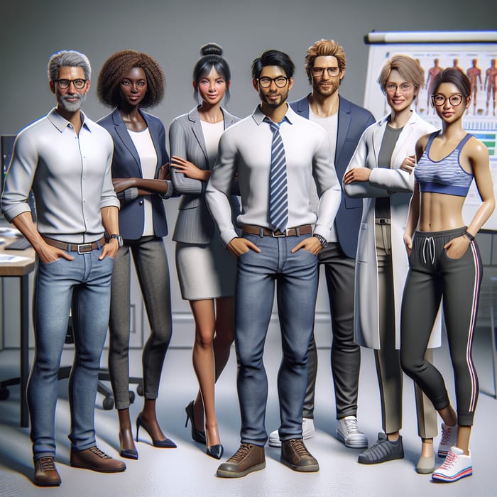 Diverse Work Group: Realistic Image of a Six-Member Team