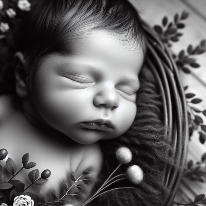 Neonato che dorme beato - Black and White Image