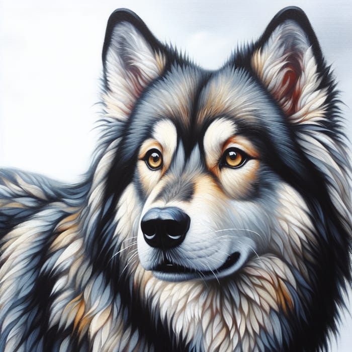 Majestic Wolf-Husky Hybrid Dog | 50cm Tall | Gray, Brown, Black & White Coat