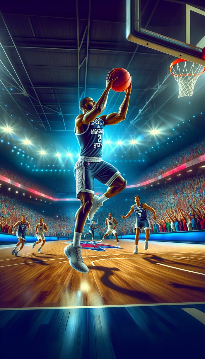 Vibrant College Basketball Art: Mississippi State Action