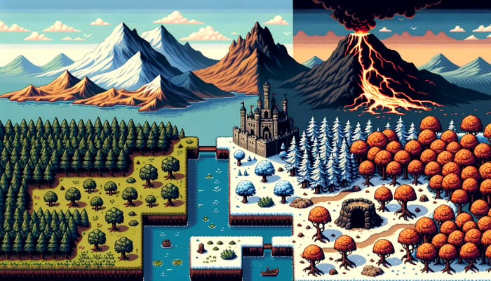 Pixel Art Adventure Scene: Top Down View from Distance | AI Art ...