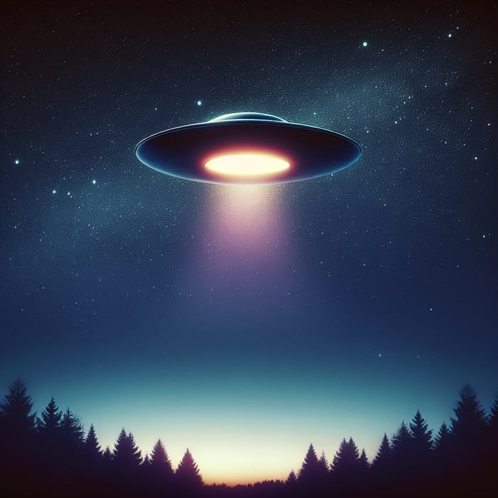 Ethereal UFO Soaring Through Twilight Sky
