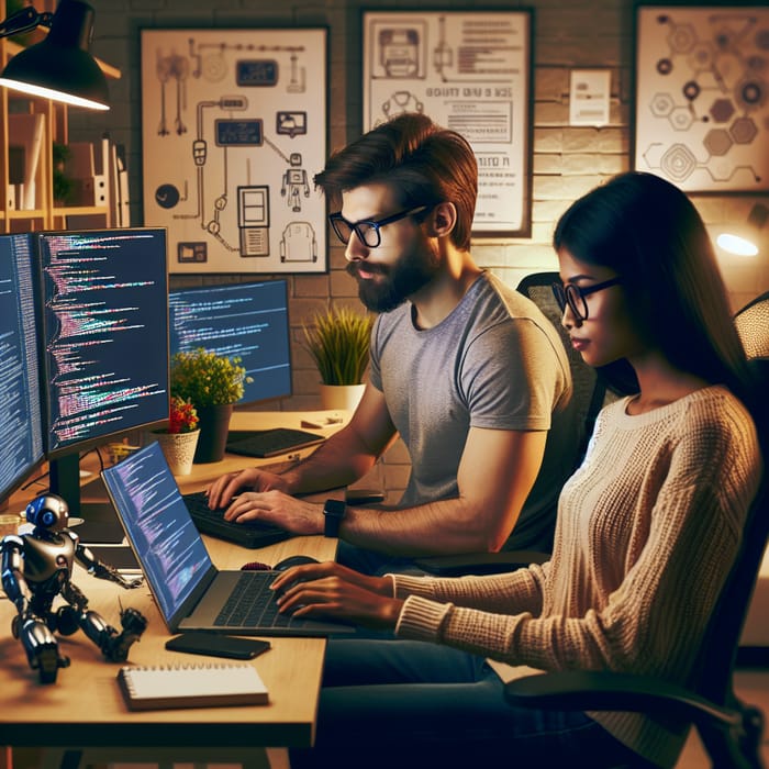Professional Programmers in Cozy Office | Coding Scene Image