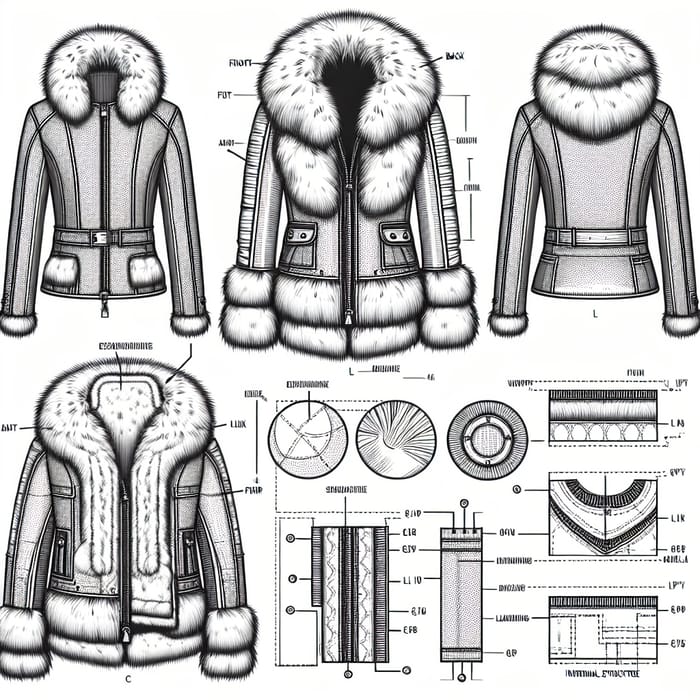 Fur Jacket Technical Drawing