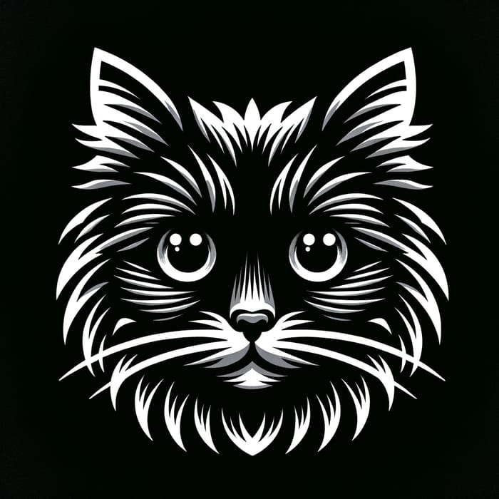 Black Cat Icon with White Details - Visual Elegance Captured