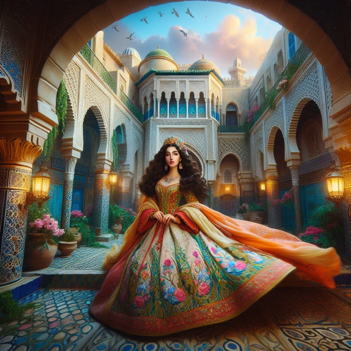 Algerian Princess in Vibrant Traditional Attire | Enchanting Casbah of Algiers