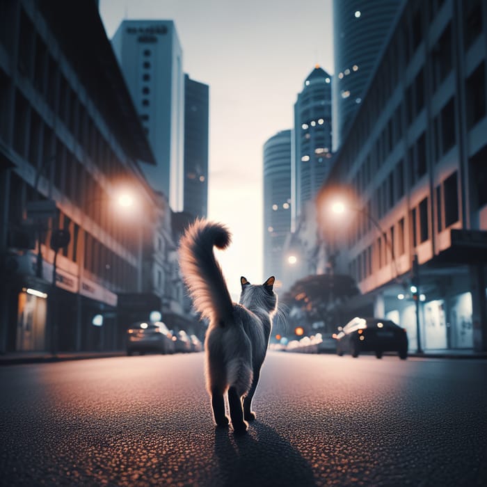 Street Cat Strolling in the Night