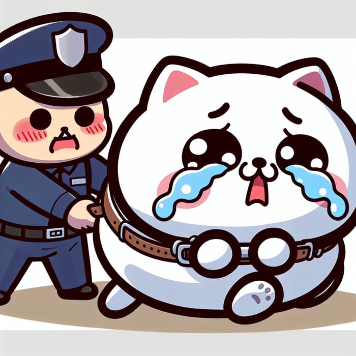 Hello Kitty Arrested - Crying Cartoon Character