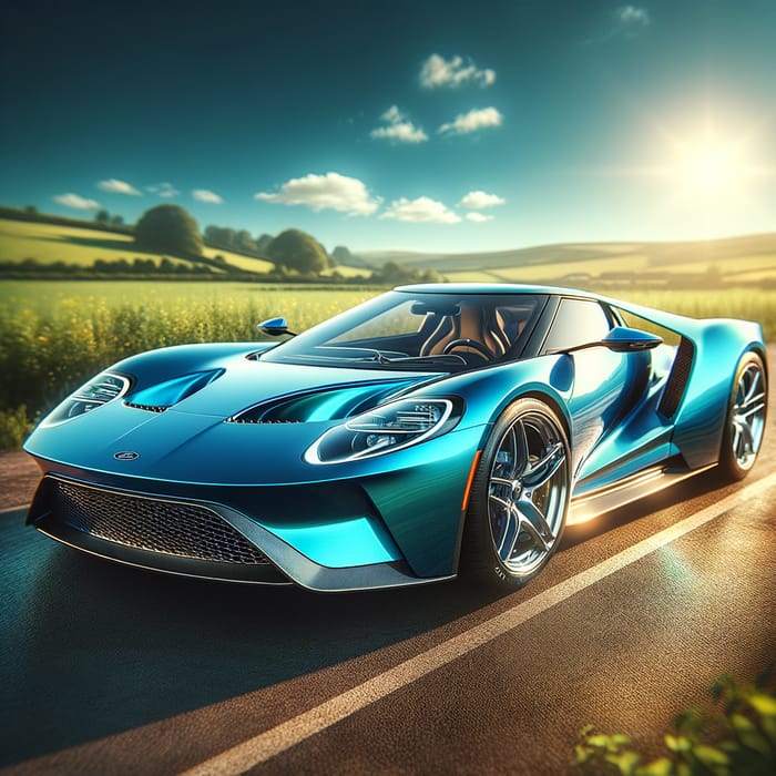 Electric Blue Sports Car | Sleek Design | Open Road