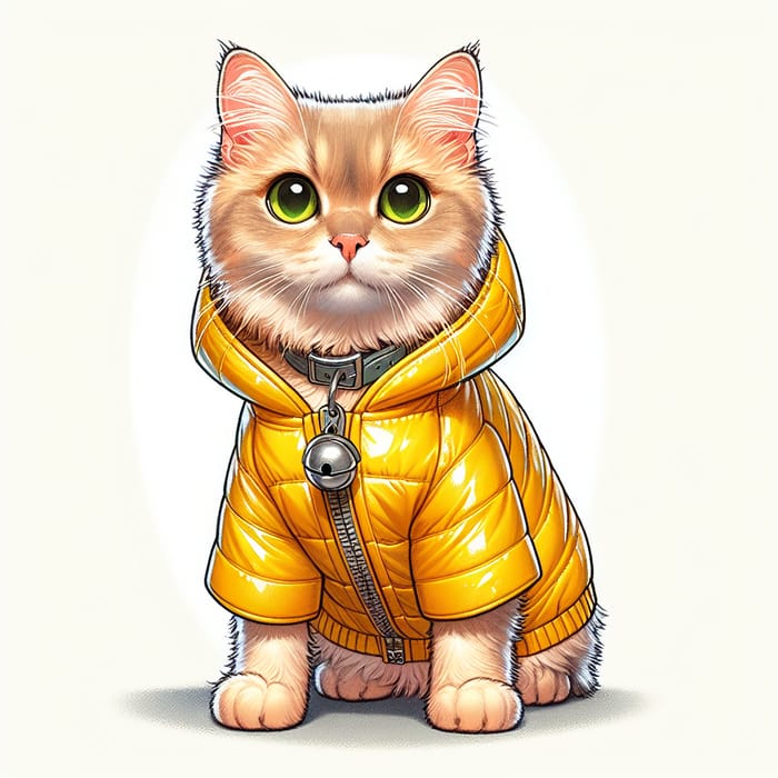 Adorable Cat in Stylish Yellow Coat