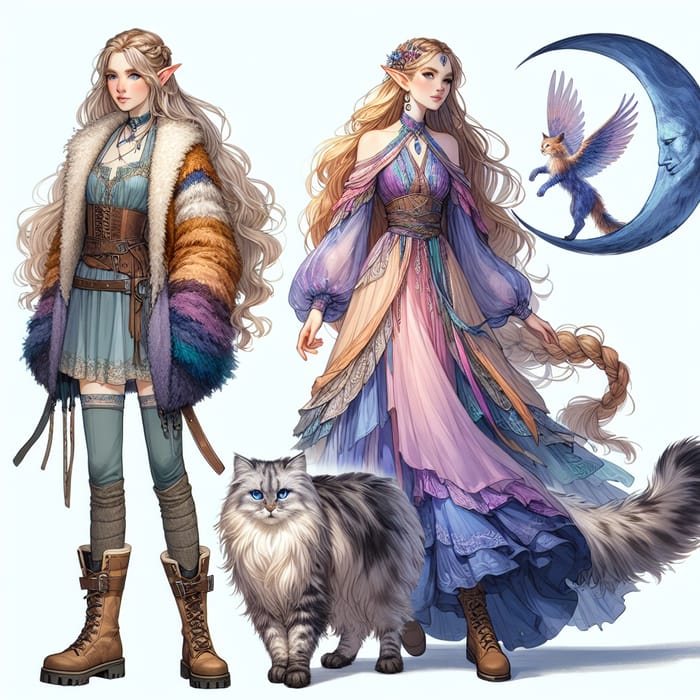 Half-Elf Moon Druid: Petite Woman & Enigmatic Companion
